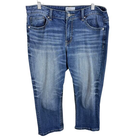 BKE Denim Gabby Cotton Medium Wash Mid Rise Straight Leg Jean Capris Size 30 - Picture 1 of 6